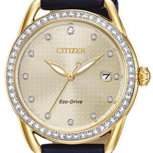 Citizen Gold Tone 37mm Diamond Watch